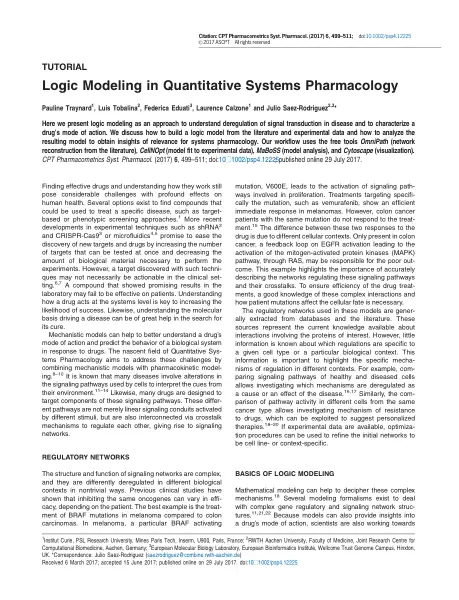 First page of Logic Modeling in Quantitative Systems Pharmacology